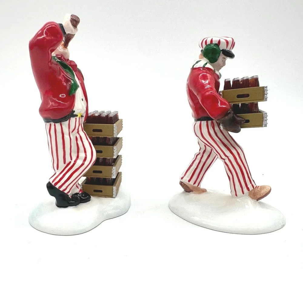Vintage Dept 56 Coca-Cola Delivery Men Snow Village 5480-1 Ceramic Figurine Set